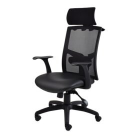 WC6 Winston High Back Synchro chair with Head Rest&Coat Hanger nlack zwaap