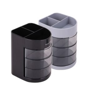 Desk Organizer with 3 Transparent Rotatable Drawers