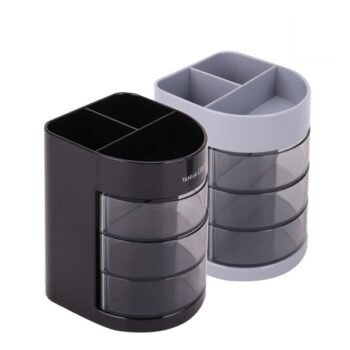 Desk Organizer with 3 Transparent Rotatable Drawers