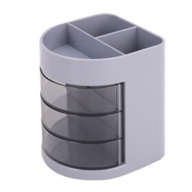 Desk Organizer with 3 Transparent Rotatable Drawers